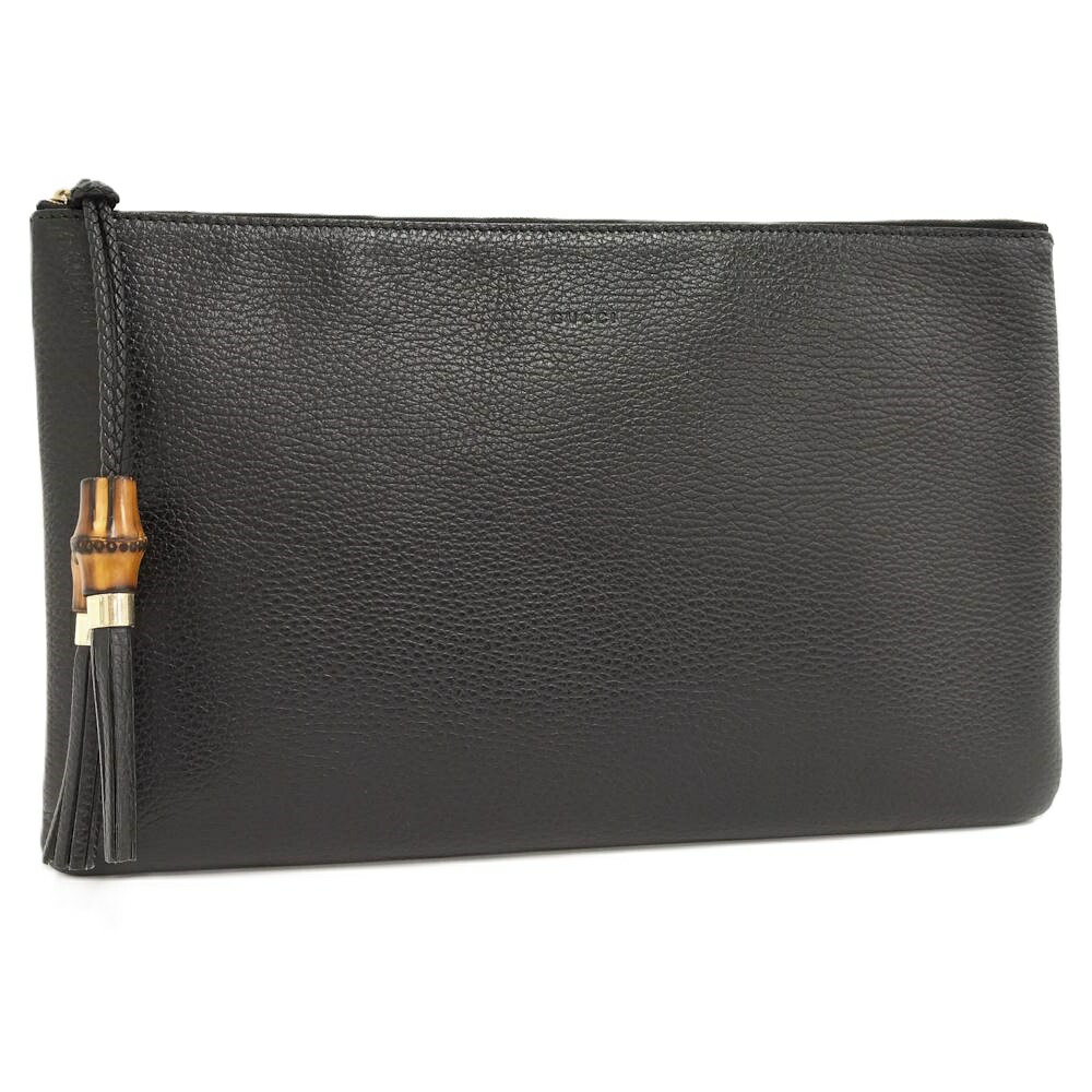 【中古】GUCCI バンブー クラッチバッグ レザー ブラック 449653|JJcollection