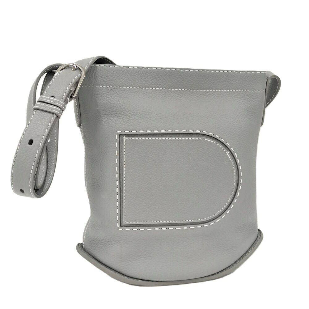 【中古】delvaux パン デイリー サーピケMM ショルダーバッグ レザー ブルーグレー