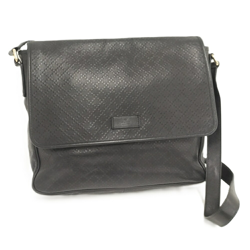 【中古】GUCCI ショルダーバッグ ディアマンテ PVC なめし革 黒いこと