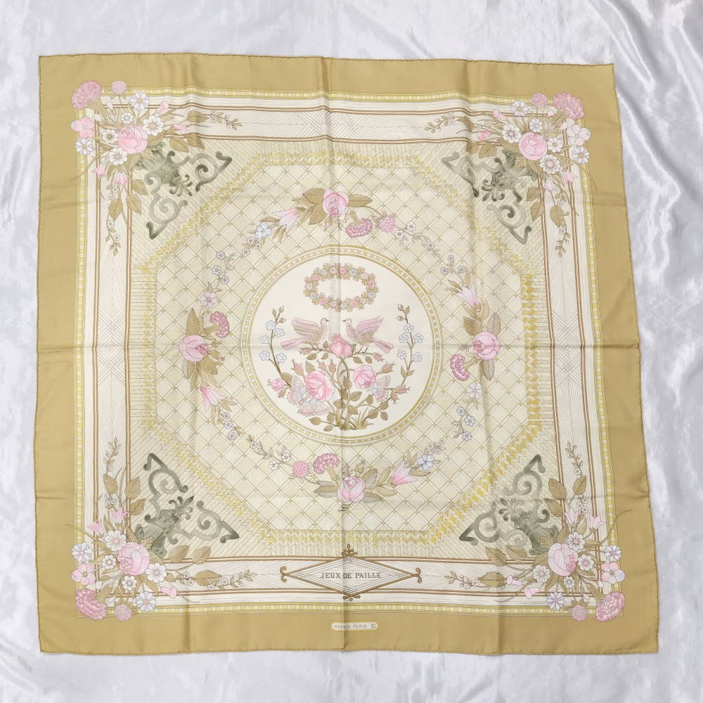 【中古】HERMES カレ90 スカーフ シルク100% ゴールド 15,031円