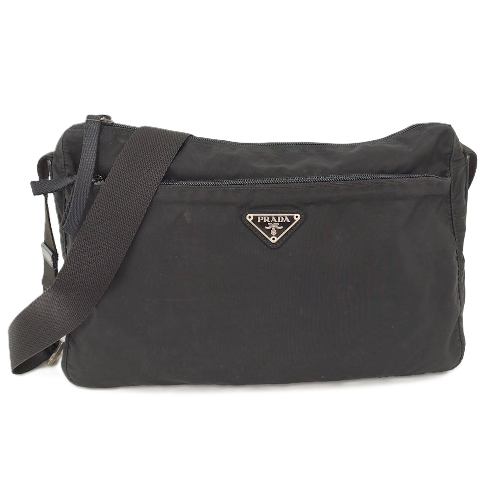 【中古】PRADA ショルダーバッグ ナイロン ブラック
