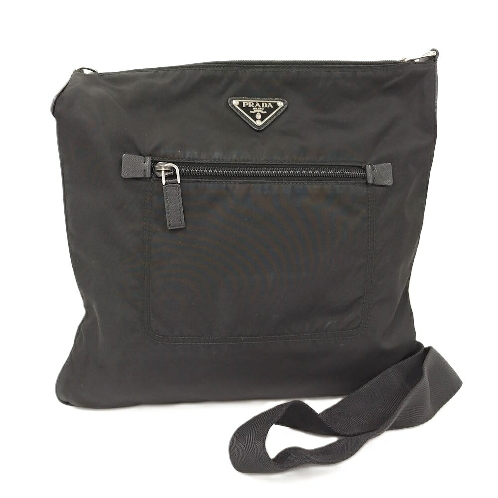 【中古】PRADA ショルダーバッグ ナイロン 黒いこと BT0715