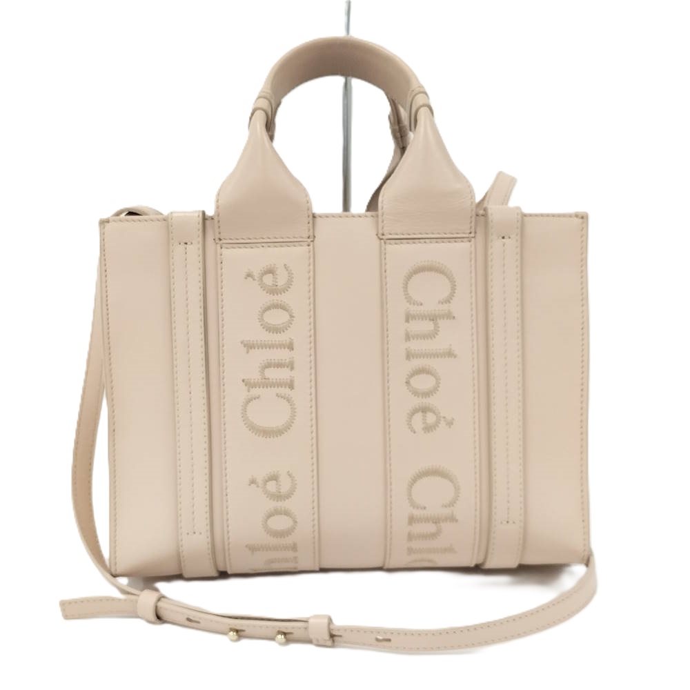 【中古】Chloe ウッディスモールトート ２WAY御徒面子 なめし革 サクラ色 CHC23US397I606J5