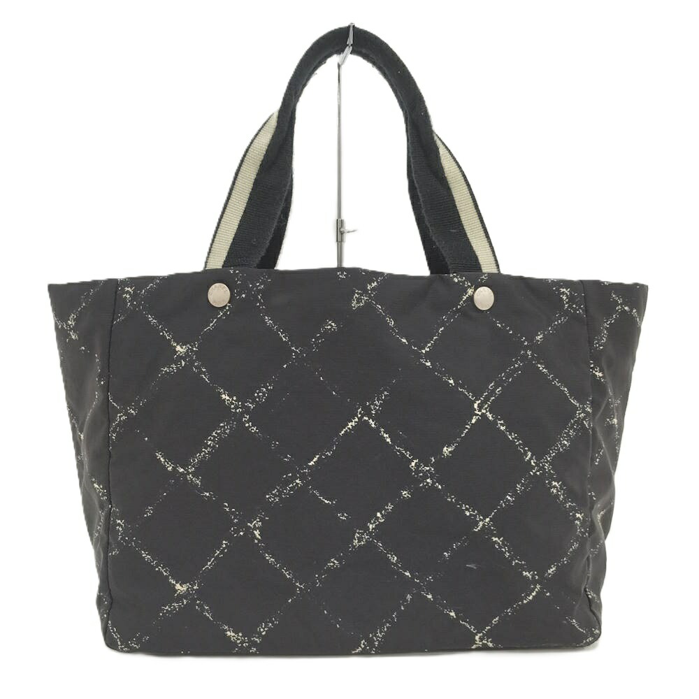 【中古】CHANEL 旧トラベルライントートMM ナイロン ブラック