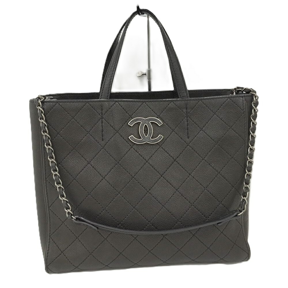 【中古】CHANEL 2WAY御徒面子 キャビアひと肌 黒いこと