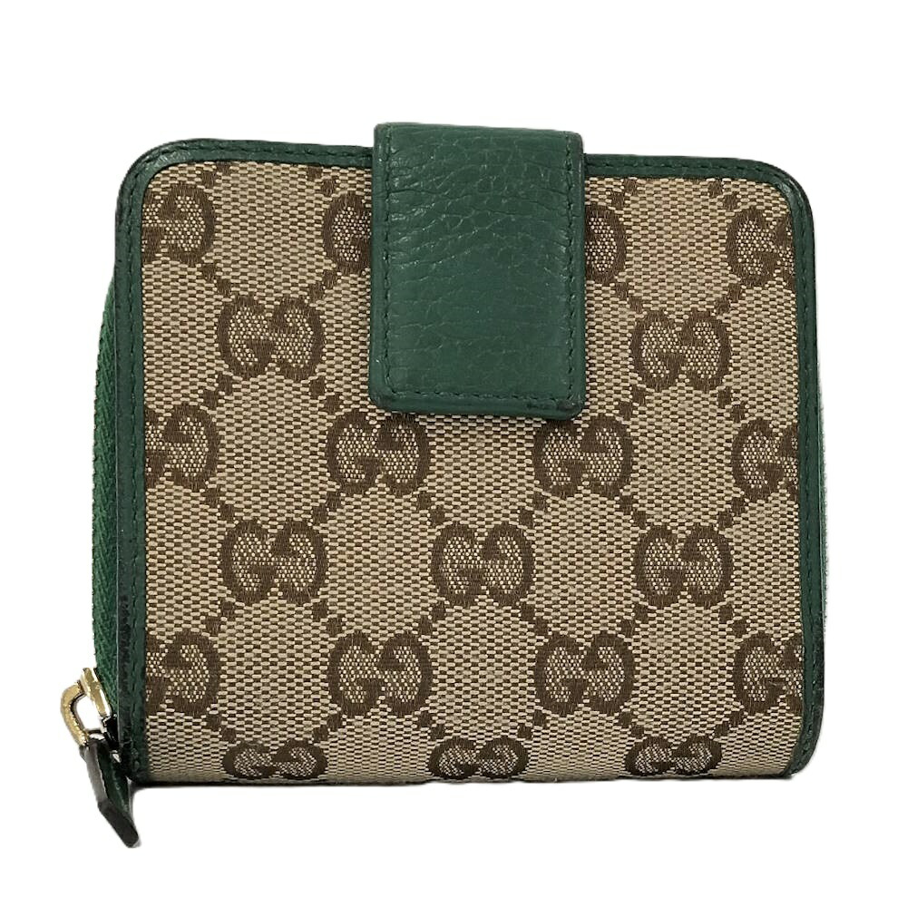 【中古】GUCCI 二つ折り財布 GGキャンバス グリーン 346056|JJcollection