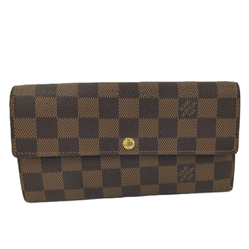 【中古】LOUIS VUITTON ポルトフォイユ サラ 二つ折り 長紙入れ ダミエ エベヌ N61734