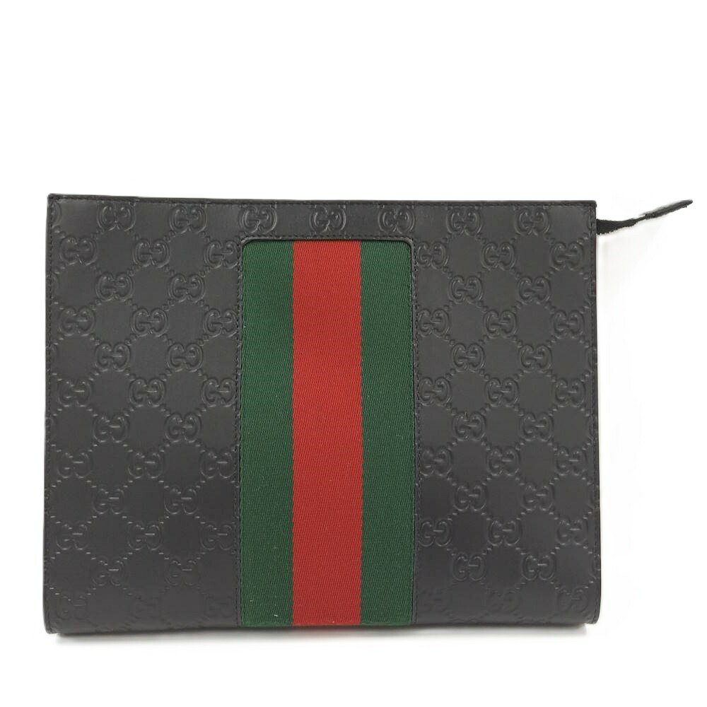 【中古】GUCCI クラッチペダル御徒面子 グッチシマ シェリー酒伝達ルート なめし革 黒いこと 475316