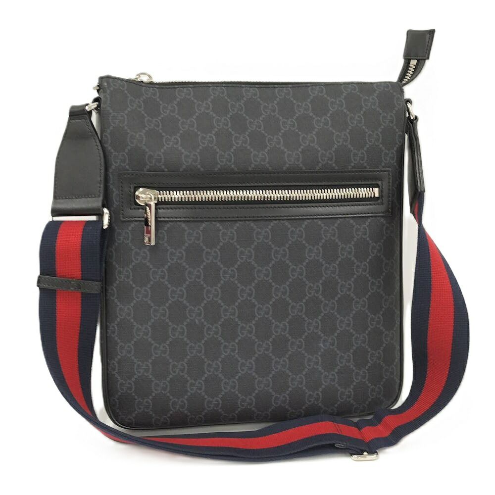 【中古】GUCCI ミディアムメッセンジャーバッグ GGスプリーム PVC上塗り 薄墨色 792081-520981