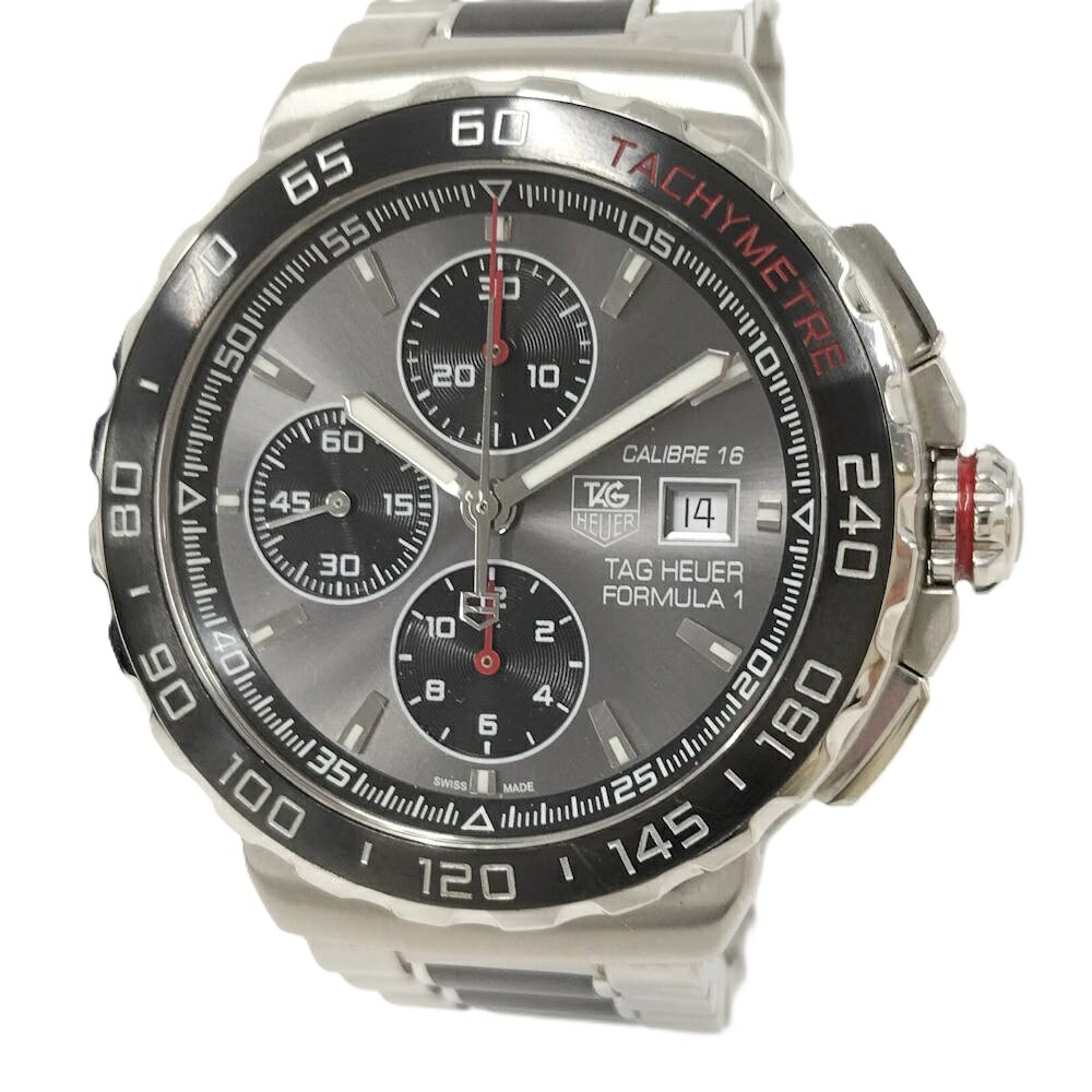 【中古】TAGHEUER ウォッチ SS 自動小銃一巻き しろがね色文字記号盤 cau2011-0