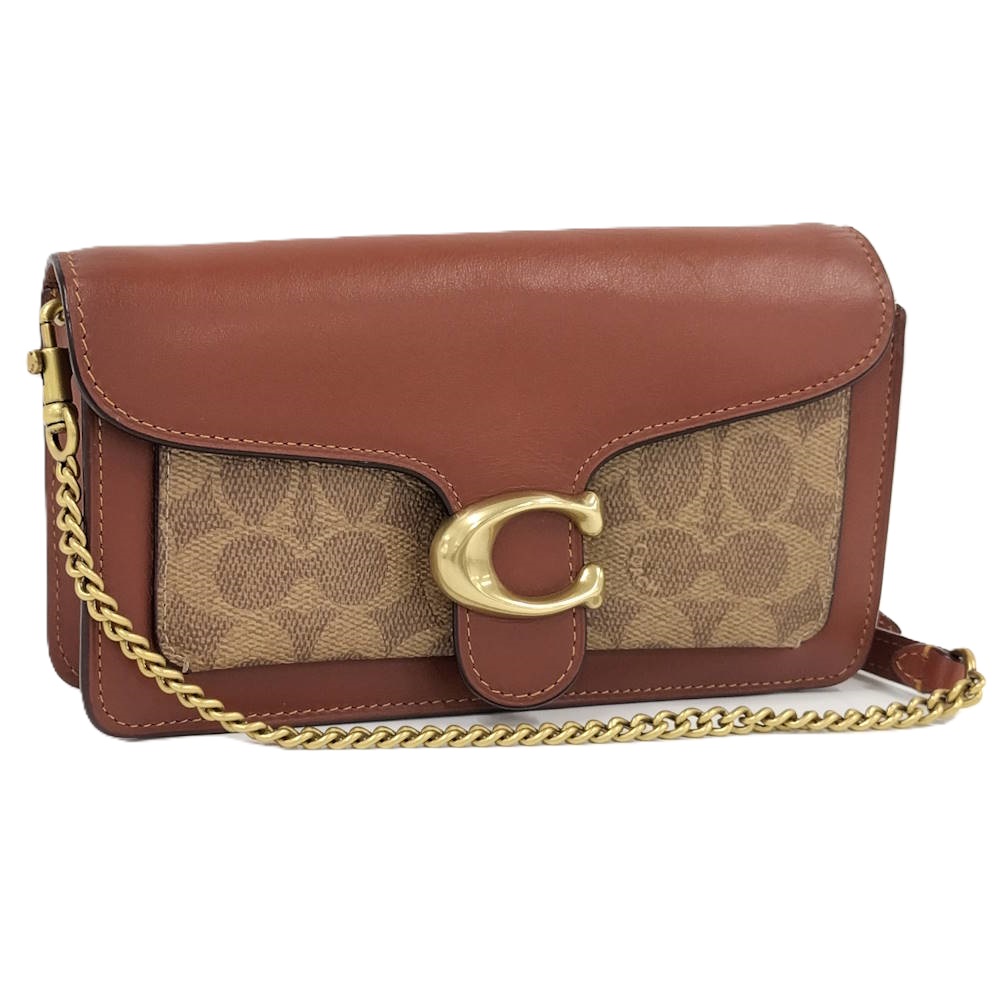 【中古】COACH チェーンショルダーバッグ シグネチャー ブラウン CE774｜JJcollection