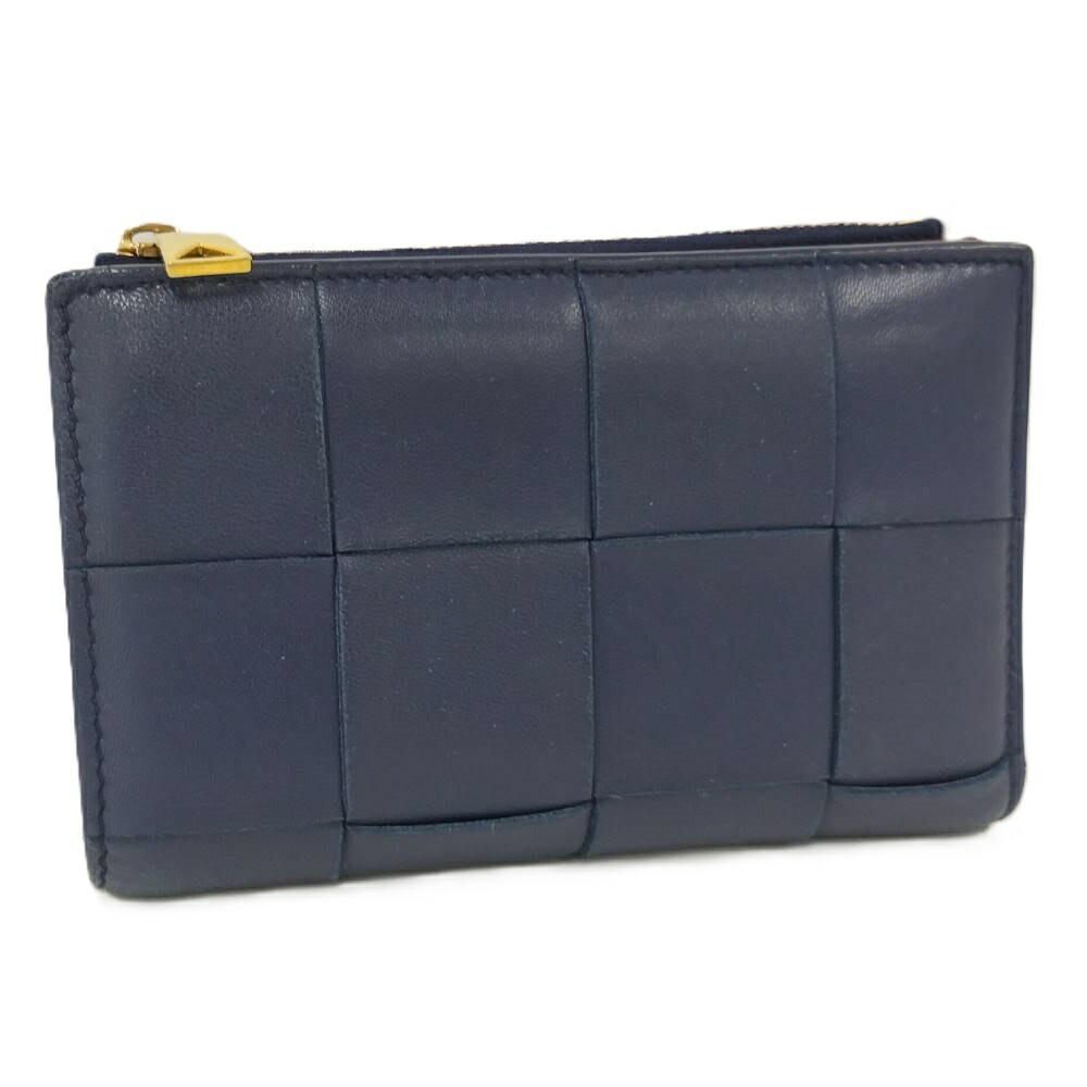 【中古】BOTTEGA VENETA 札入れ テープ スモール マキシ イントレチャート なめし革 米国海軍