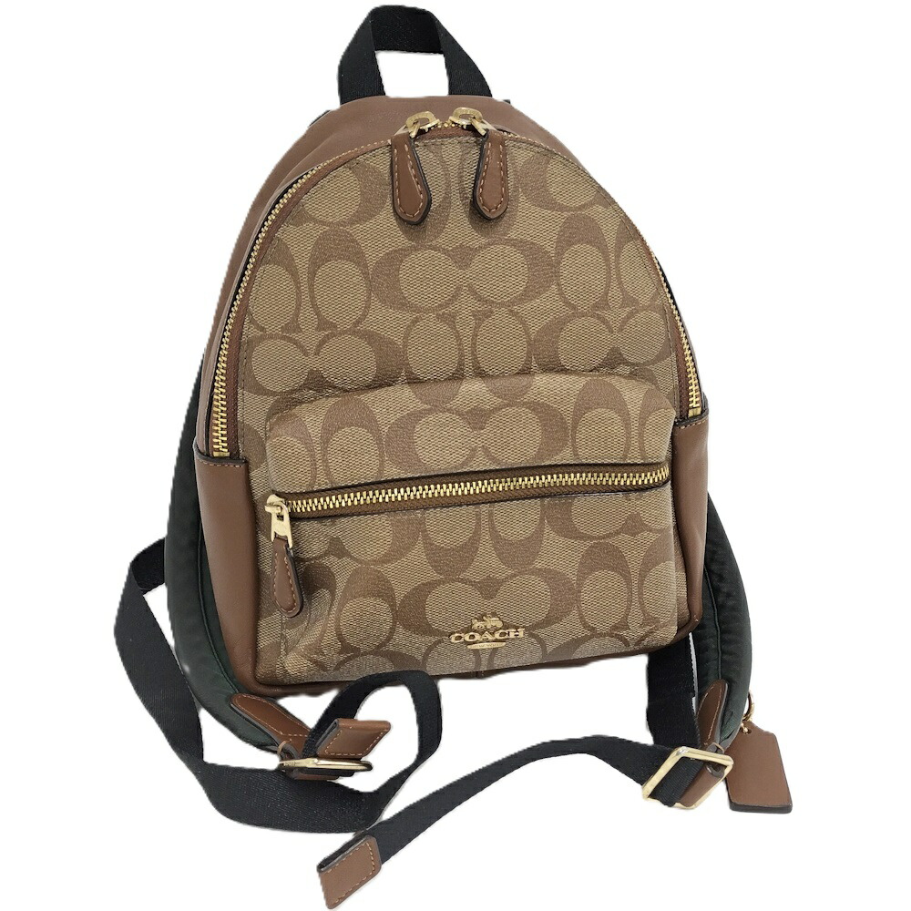 【中古】COACH ミニ背嚢 うしろ側風呂敷き包み 名書き PVC上塗り 赤銅色系 F58315