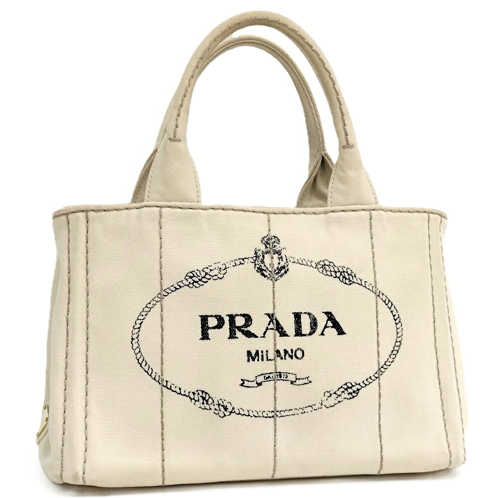 【中古】PRADA ハンドバッグ カナパ トート キャンバス アイボリー｜JJcollection