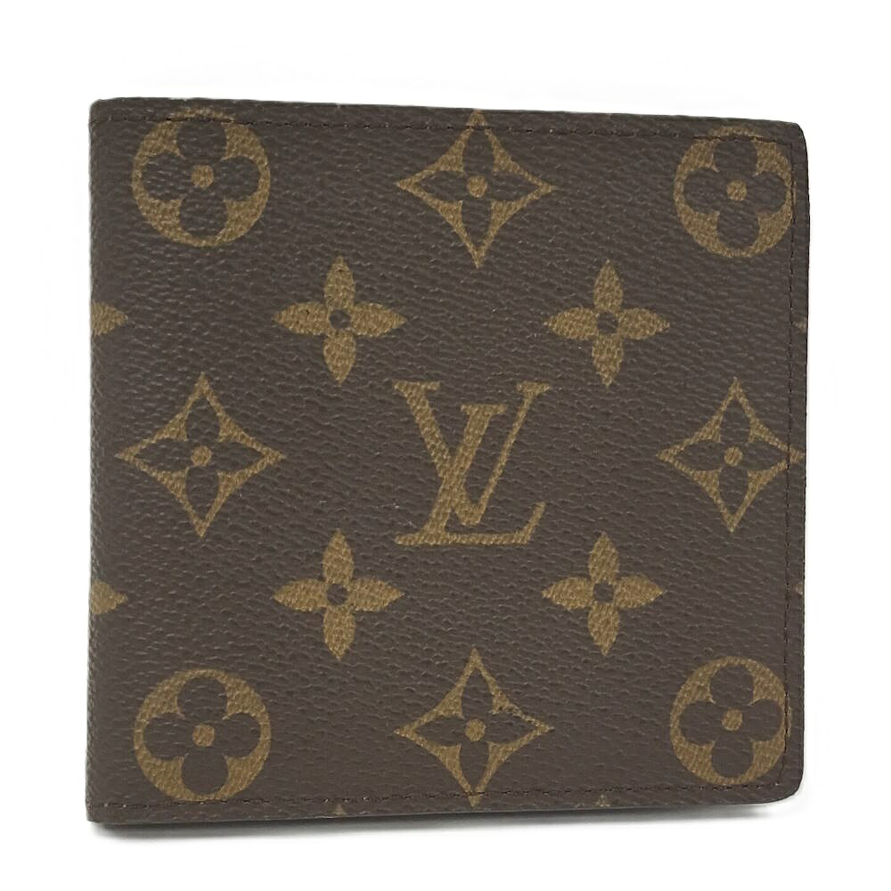 【中古】LOUIS VUITTON 二つ折り紙入れ ポルトフォイユ マルコ モノグラム M61675