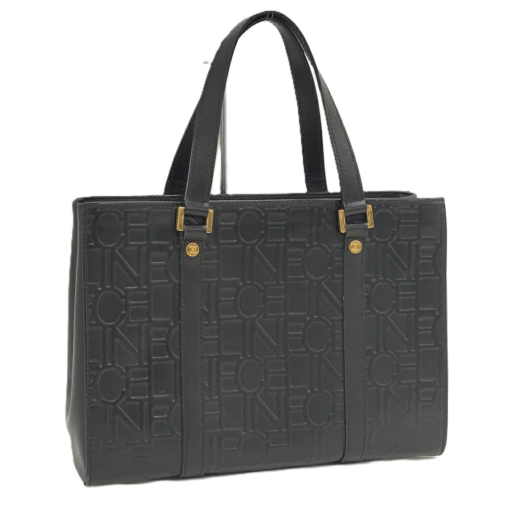 【中古】Celine トートバッグ ロゴ ブラック レザー|JJcollection