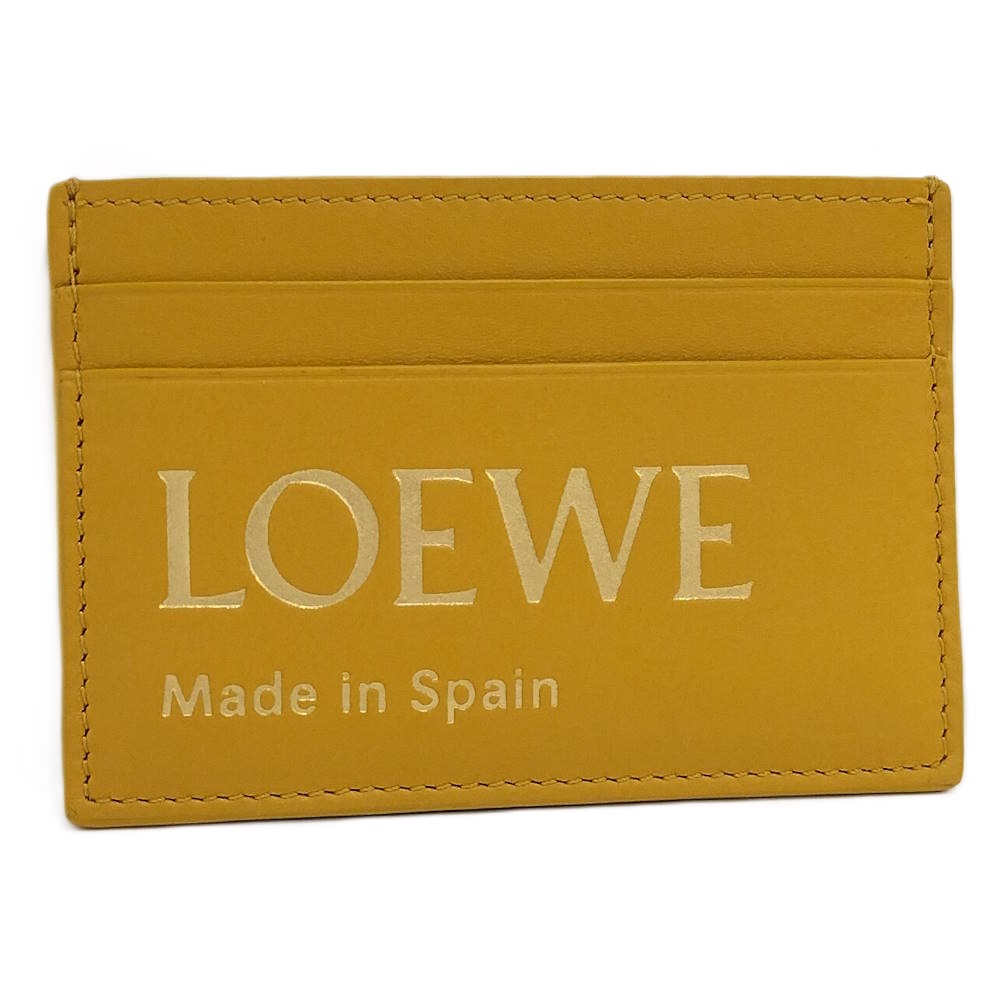 【中古】LOEWE エン雇い主 飾り気の無い 歌留多容れもの なめし革 黄色 CLE0322X01