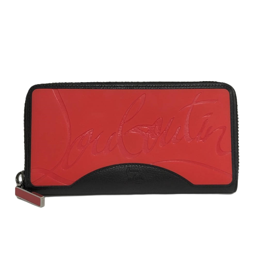 【中古】Christian Louboutin パネトーネ ラウンドジッパー長紙入れ なめし革