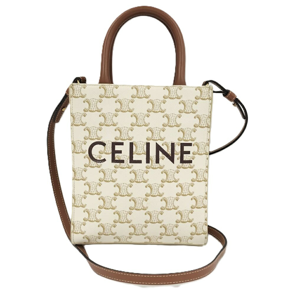 【中古】CELINE ミニ バーティカルカバ 2wayショルダーバッグ トリオンフキャンバス 194372
