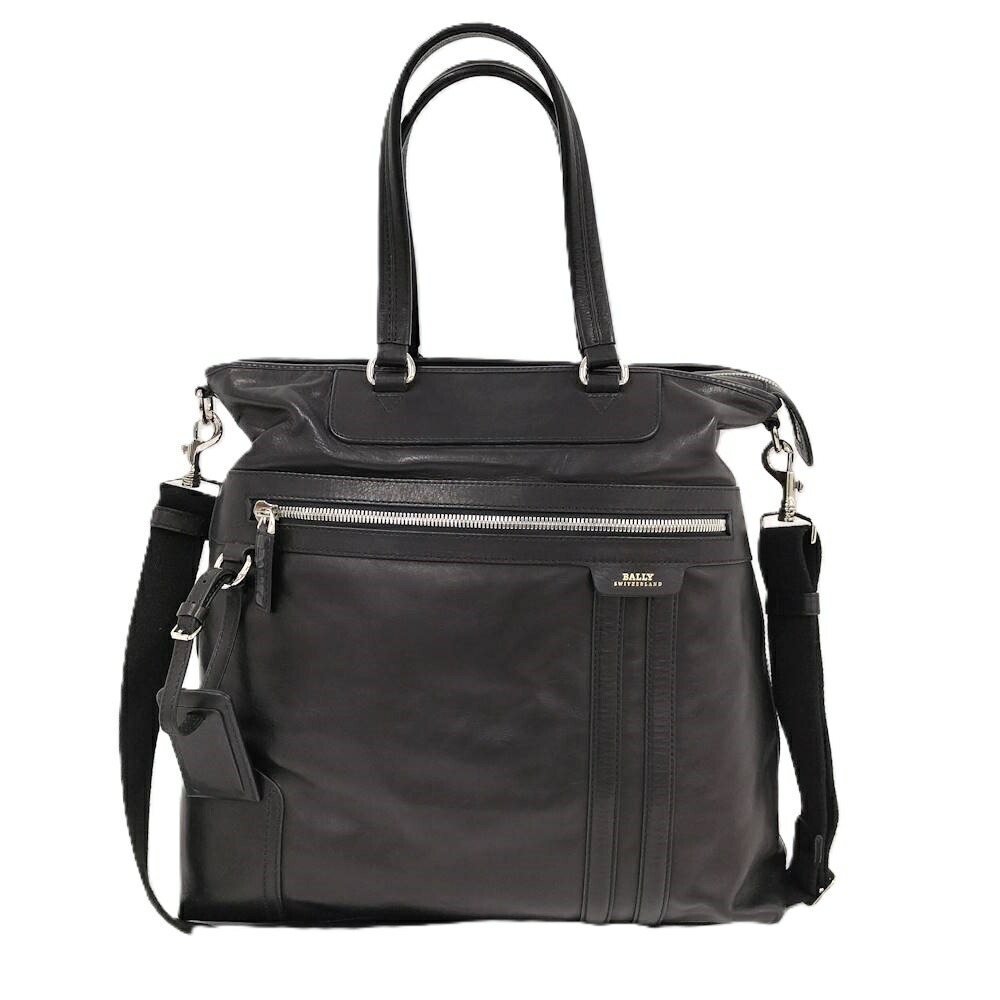【中古】BALLY 2WAY肩部 商行為御徒面子 なめし革 黒いこと