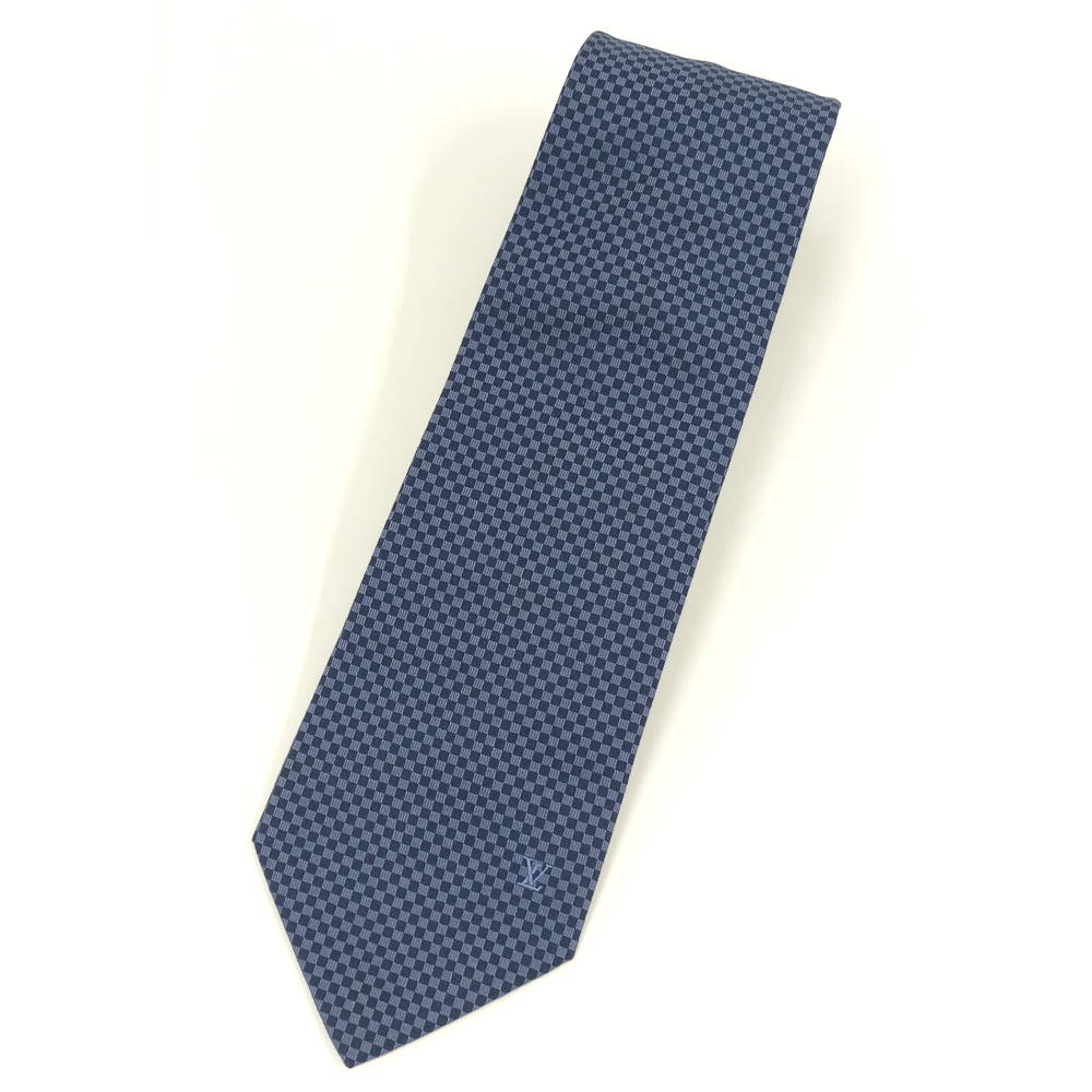【中古】LOUIS VUITTON タイ マイクロダミエ 地絹 100% 米国海軍
