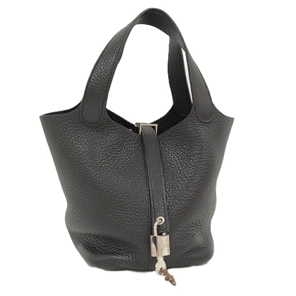 【中古】HERMES ピコタン鍵を掛けるPM ハンドバッグトリヨンクレマンス 黒いこと □O刻
