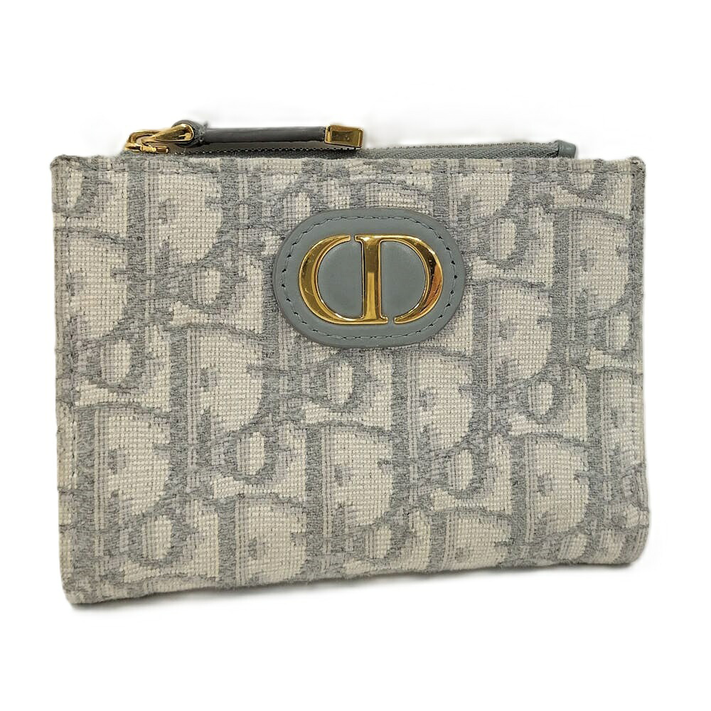 【中古】Dior ダリアウォレット 30 Montaigne 帆布 薄墨色