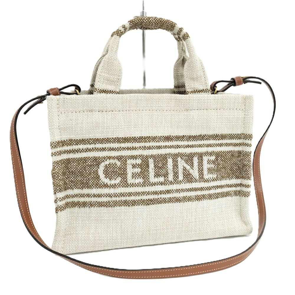 【中古】CELINE スモール カバタイス ２WAY御徒面子 帆布 ベージュ系