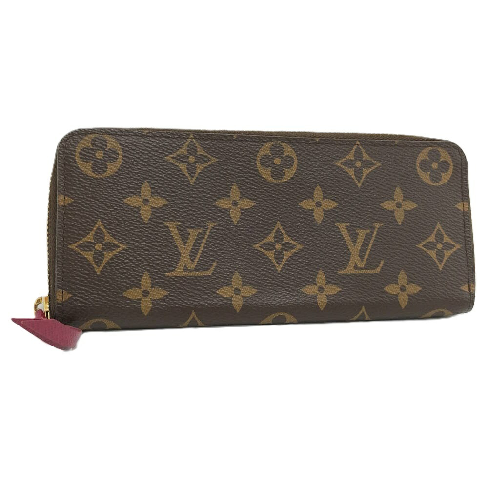 【中古】LOUIS VUITTON ポルトフォイユ クレマンス ラウンドチャック長札入れ モノグラム フューシャ M60742