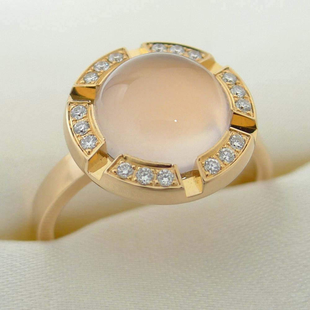 【中古】CHAUMET リング クラスワン クルーズ 750PG K18PG ピンクゴールド ダイヤモンド ローズクォーツ 表記サイズ51 約5.4g｜JJcollection
