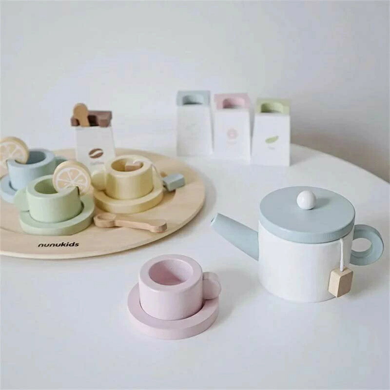 ティータイムおもちゃコーヒーカップセットティーセット木製おままごとセットごっこ遊び木のおもちゃ調理キッチン知育玩具出産祝い入園お祝い親子遊び保育所・児童館用品誕生日プレゼント