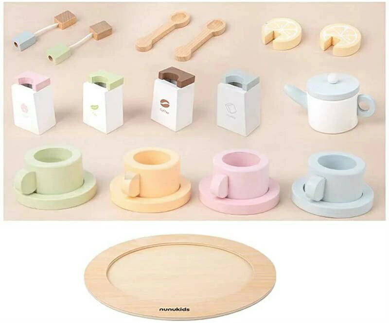 ティータイムおもちゃコーヒーカップセットティーセット木製おままごとセットごっこ遊び木のおもちゃ調理キッチン知育玩具出産祝い入園お祝い親子遊び保育所・児童館用品誕生日プレゼント