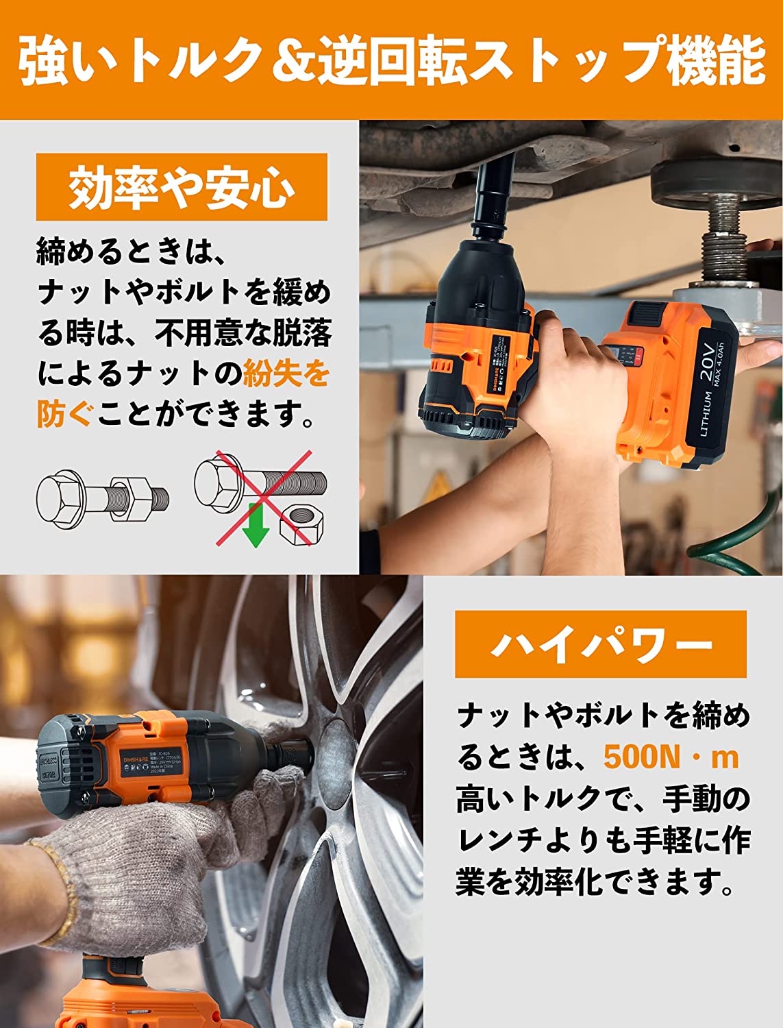 充電式インパクトレンチ DINSHARE 電動インパクトレンチ 電動