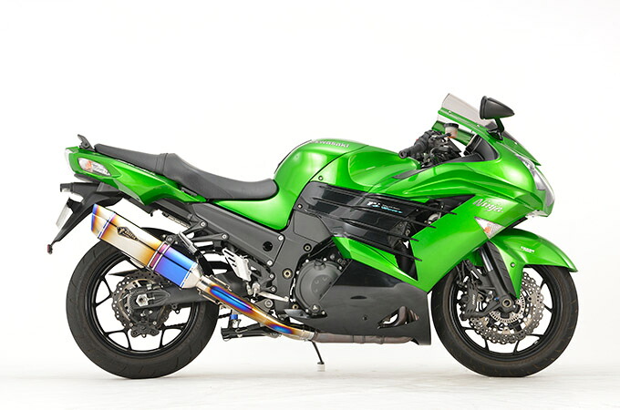 直送品 アールズギア リアルスペック ツイン スリップオン マフラー チタンドラッグブルー カワサキ Ninja ZX-14R (12-20) R's Gear KAWASAKI RK29-T3SD｜バイク用品の車楽