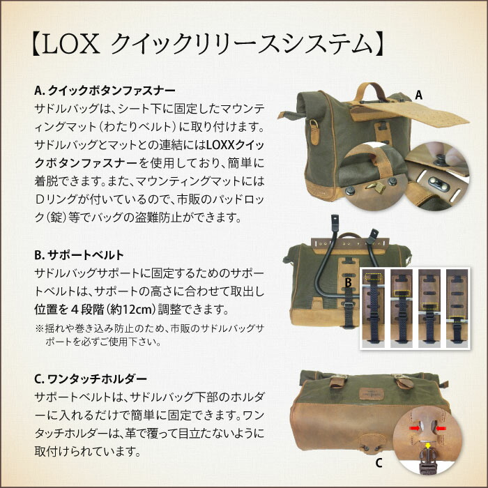 ロングライドヘリテージロールトップ9.5LカーキLOXクイックリリースLONGRIDELOX133WKHAマルチフィットサドルバッグバイクツーリング