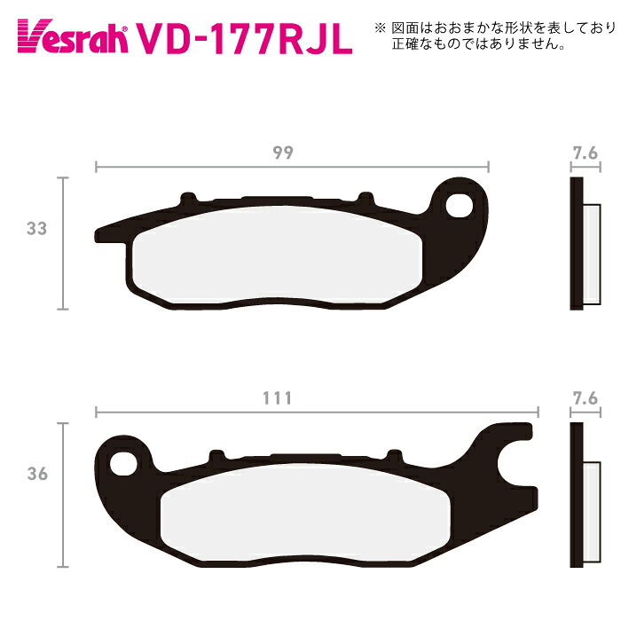 ベスラ VD-177RJL シンタードメタルレーシングパッド バイク ホンダ CBR125R MSX125