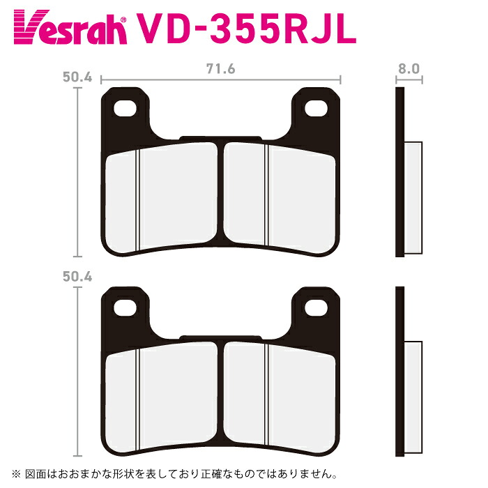 ベスラ VD-355RJL シンタードメタルレーシングパッド バイク スズキ GSX-R600 GSX-R750 GSX-R1000 カワサキ ZX-10R
