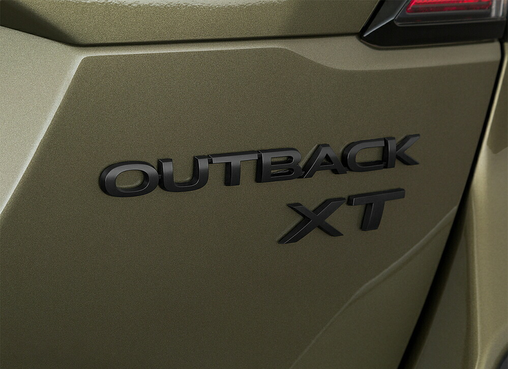 レガシィアウトバック用 スバル純正マットブラックエンブレム リア右「OUTBACK XT」文字 6代目レガシィアウトバック（BT系）