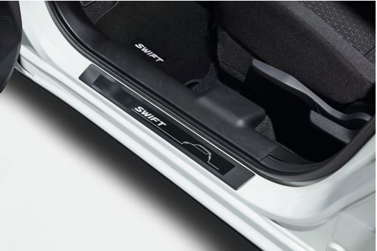 【ZC13S/ZC53S/ZD53S/ZC83S/ZD83S/ZC43S系スズキ スイフト】「SWIFT」ロゴ入り サイドシルスカッフ ドア4枚分セット 海外仕様純正アクセサリー|jlkjshop