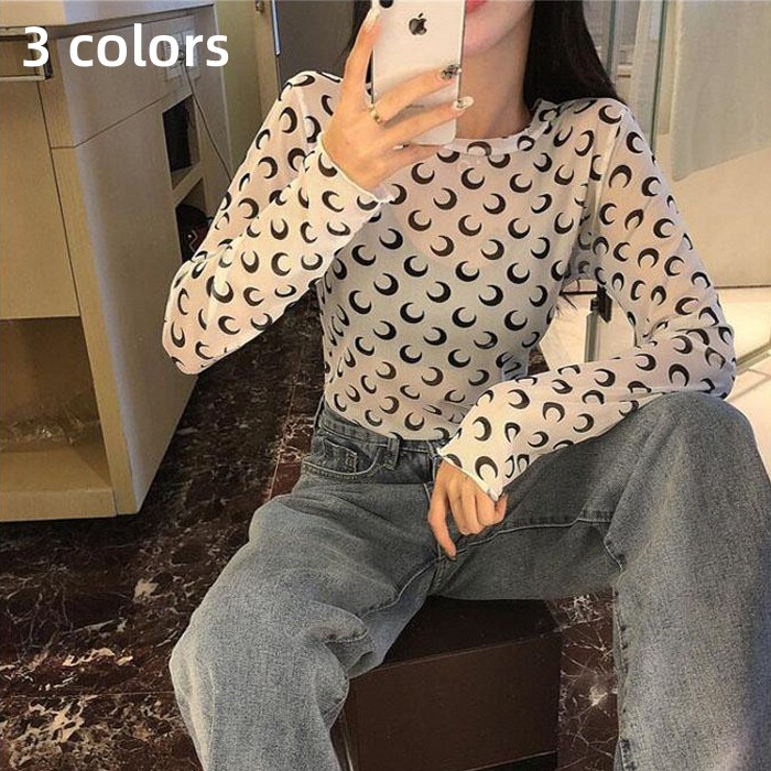MARINE SERRE 月の模様 長袖Tシャツ MARINE SERRE Marine Serre マリーン セル ロンT カットソー