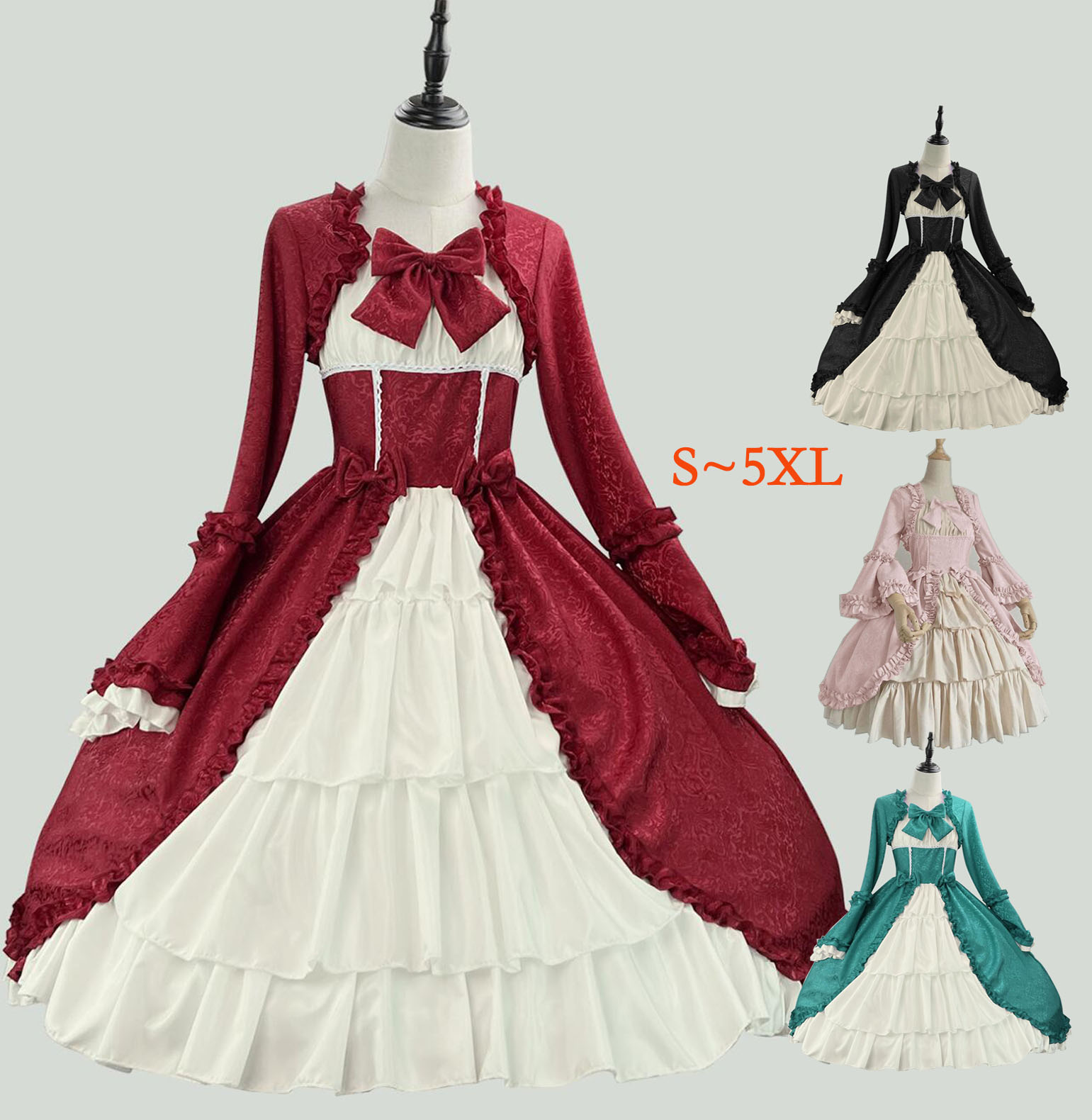 楽天市場】ロリータ ドレス 大人 長袖 ミモレ丈 欧米ゴシック ロリータ