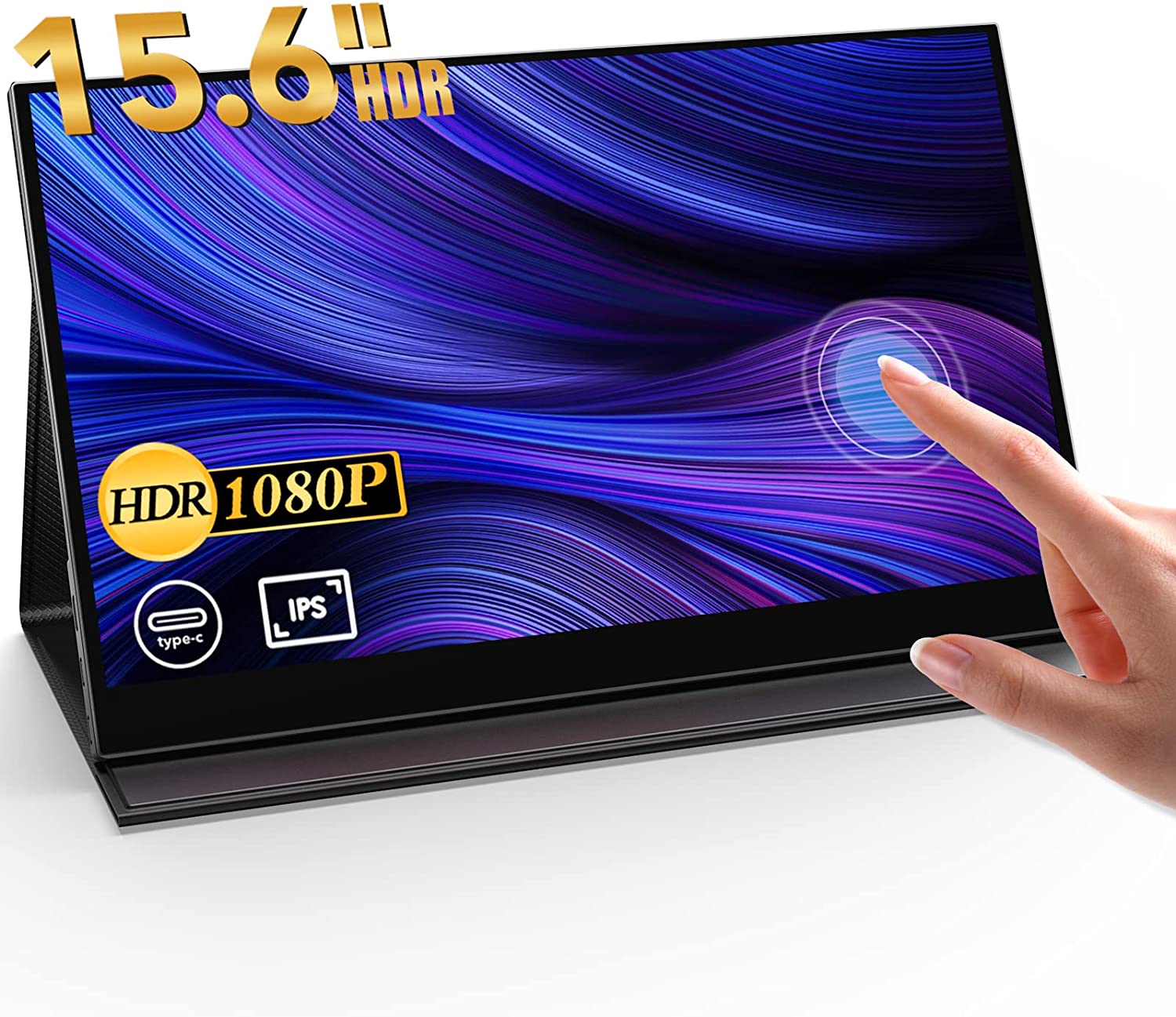 可動性見せびらかす タッチパネル 15.6in FHD 1920x1080 競り合い管する IPS液晶ダイアログボックス 薄型 軽さ 光輝 グレア USB Type-C Mini HDMI 照明ランプ入れもの付き添い人 なおなお書き4/XBOX/Switch/マイコン/Mac 相応う 金棒引き内蔵