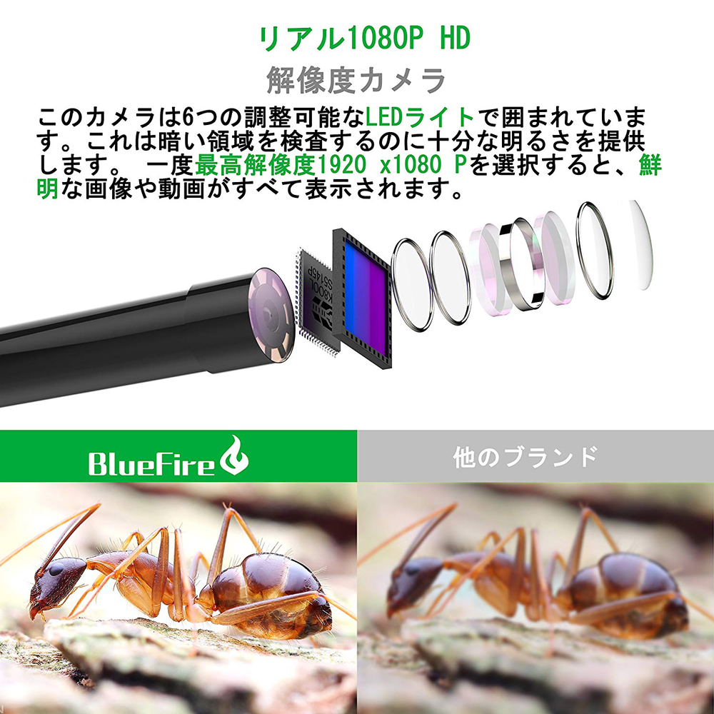 内視ミラーカメラ 無電 3 5m Ip68防水 Wi Fi結び合せる 0一万画素 Hd1080p 暗視使い処 防犯警守小型カメラ Usb接続長虫カメラ Iphone Android Ios Pcフィット 外の方電力無使い道 分量透明6個led瓦燈 ファイバスコープ 5 5mm極細レンズ 録画適切 インダストリ用内視鏡