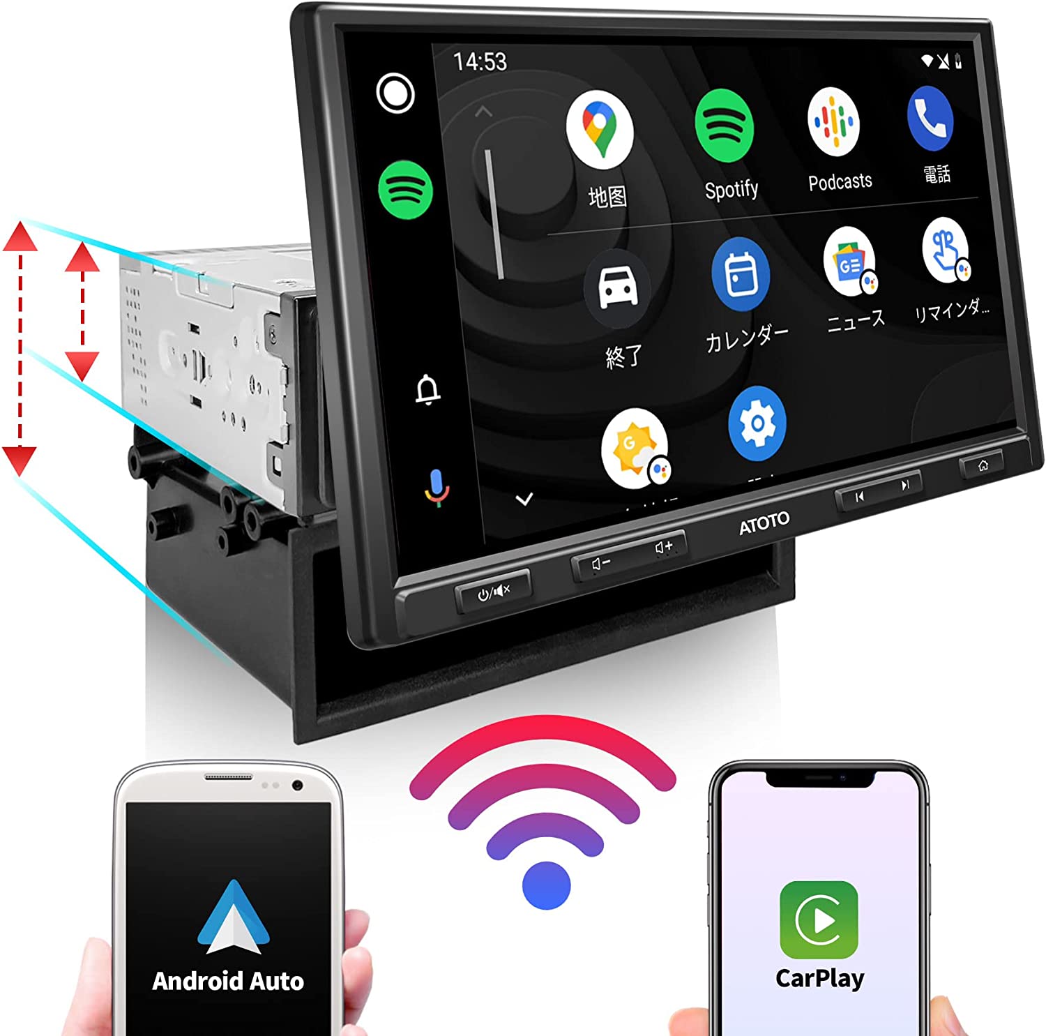 【楽天市場】カーステレオ 10インチカーナビ システム シングルDINおよびダブルDINアダプティブ オーディオ一体型ナビ 無線のCarPlay と Android Auto 1280*720