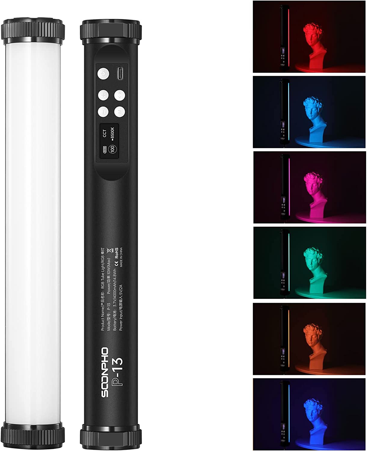 LEDビデオライト 撮影用 スティックライト RGBビデオライト 29CM LEDチューブライト フルカラー 2500-8500K色温度 FXモード 記憶機能 4000mAh充電式 マグネット搭載 卓上スタンド 日本語説明書付き