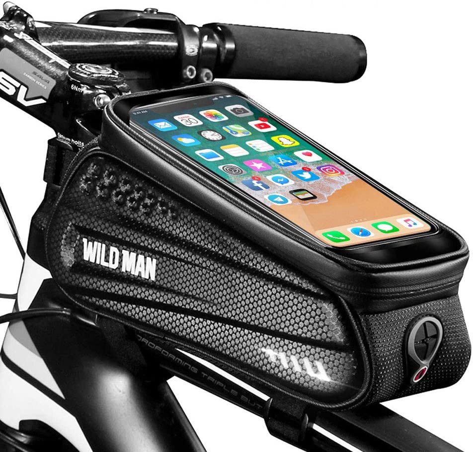 自転車 バッグ スマートフォン 自転車トップチューブバッグ 自転車フレームバッグ 自転車バッグ 強力固定 TPU材質 防水耐磨 収納力 取り付け簡単 多機種対応 サイクリング用品