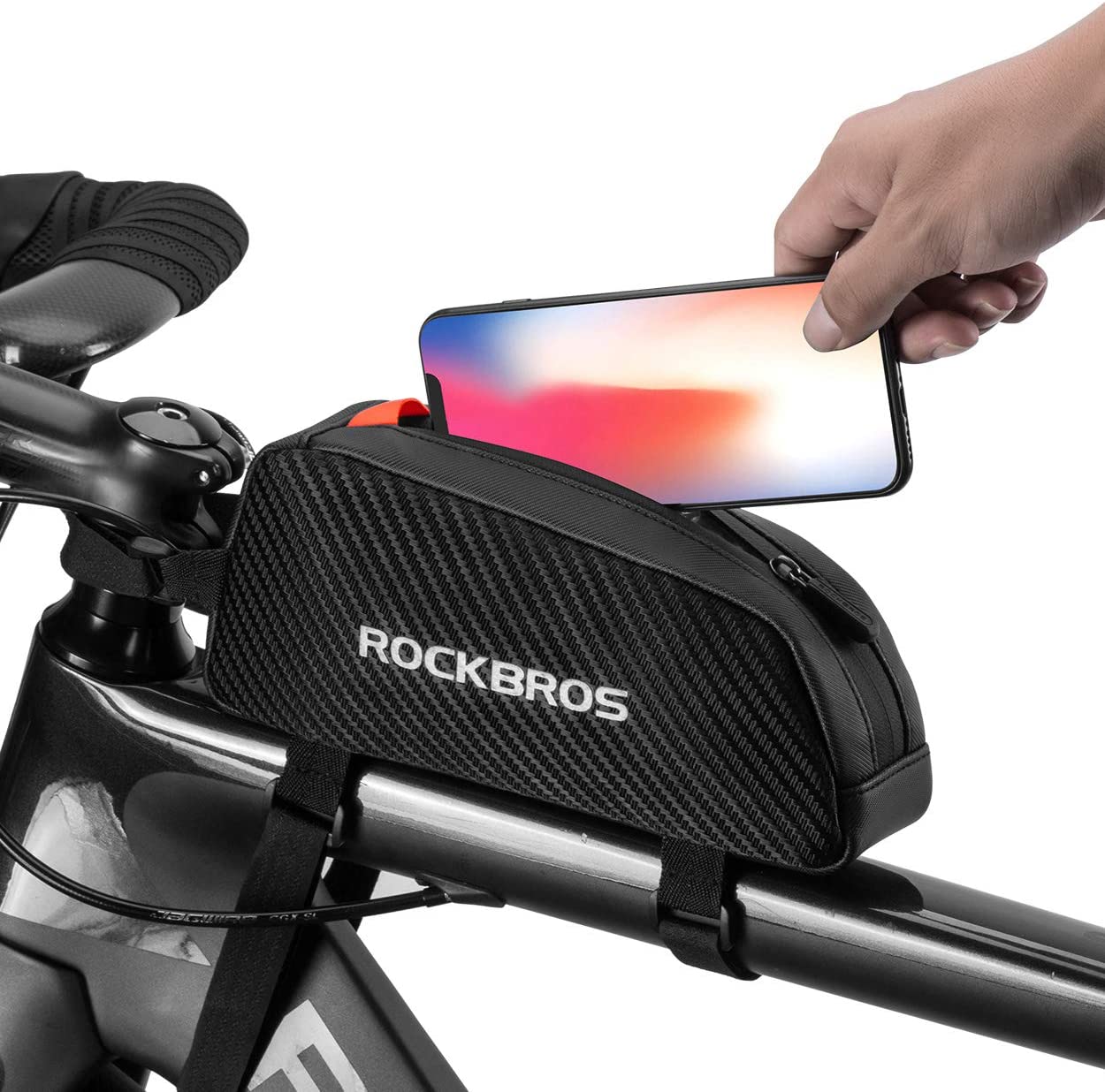 自転車 バッグ スマートフォン トップチューブバッグ 自転車 バッグ 軽量 フレームバッグ ロードバイク 装着便利 小物収納 防塵 バンジーコード付き