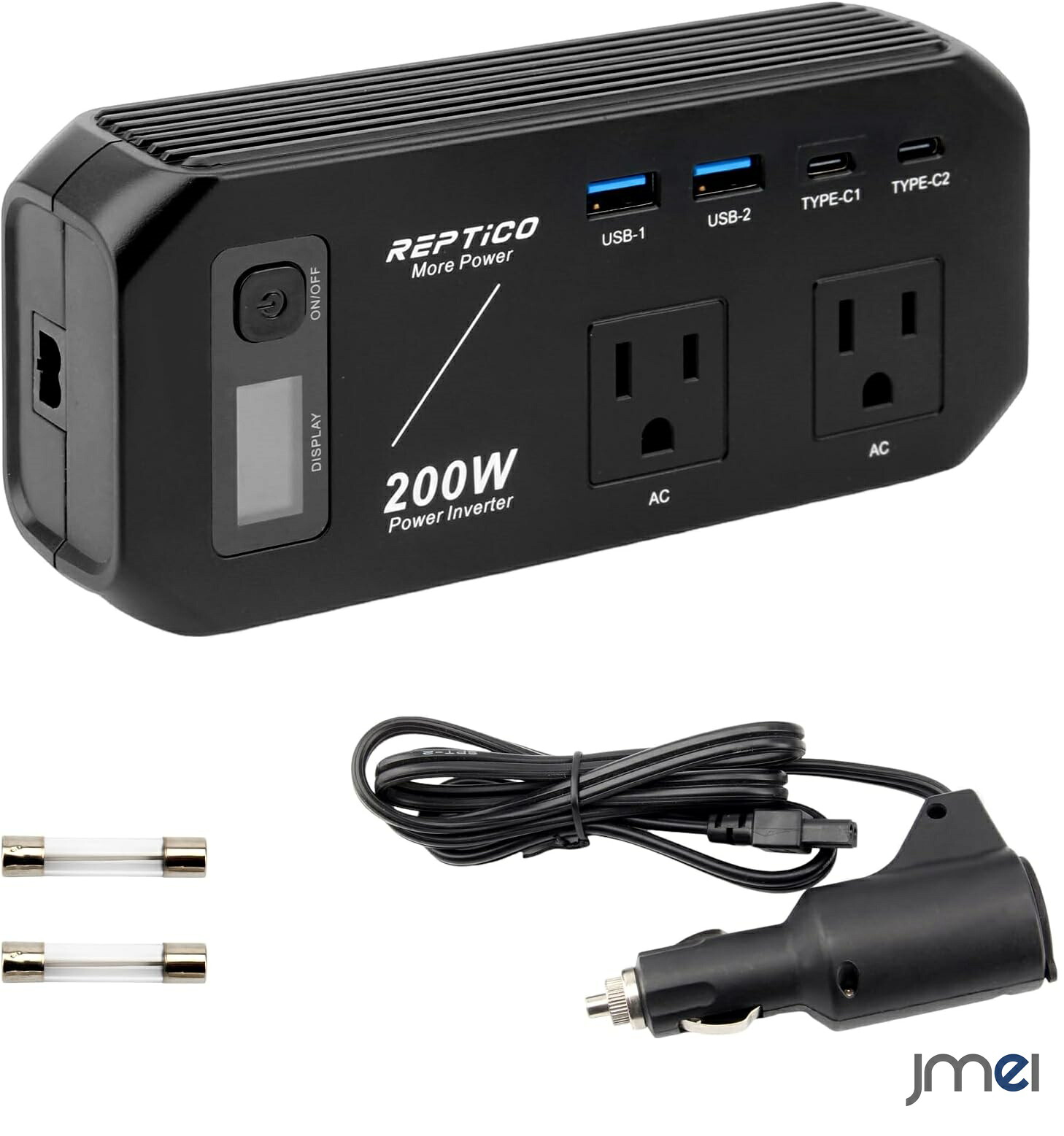 カーインバーター 200W 高耐久性 耐久性 シガーソケット 車載充電器 AC100V 超小型 USB4 ポート ACコンセント 2口 冷却ファン 感電防止 ホコリ防止 ドライブ 車中泊 防災 車載用 パソコン タブレット スマートフォン 充電 アウトドア 地震 災害 停電