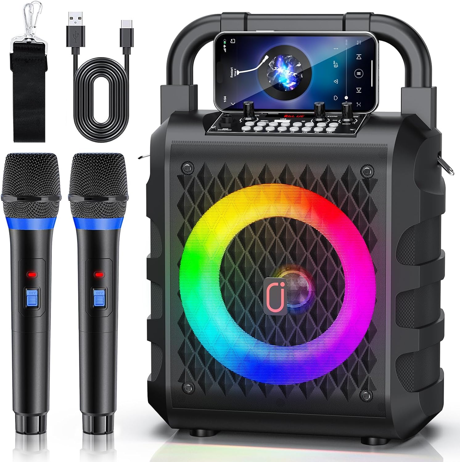 マイク セット マイク スピーカーセット カラオケ マイク 2本 Bluetooth5.1 カラオケセット家庭用 カラオケセット 家庭用 家で出来る カラオケセット 高齢者 忘年会 景品 カラオケマイク bluetooth ブルートゥース マイク 拡声器 マイク 小型 10,920円