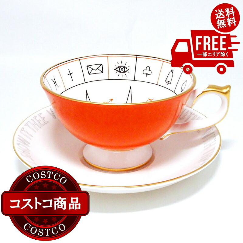 送料無料！(コストコ) エインズレイ フォーチュン テリング ティーカップ ＆ ソーサー ネルロス コーラル　※ご注文後5-14日でお届けします
